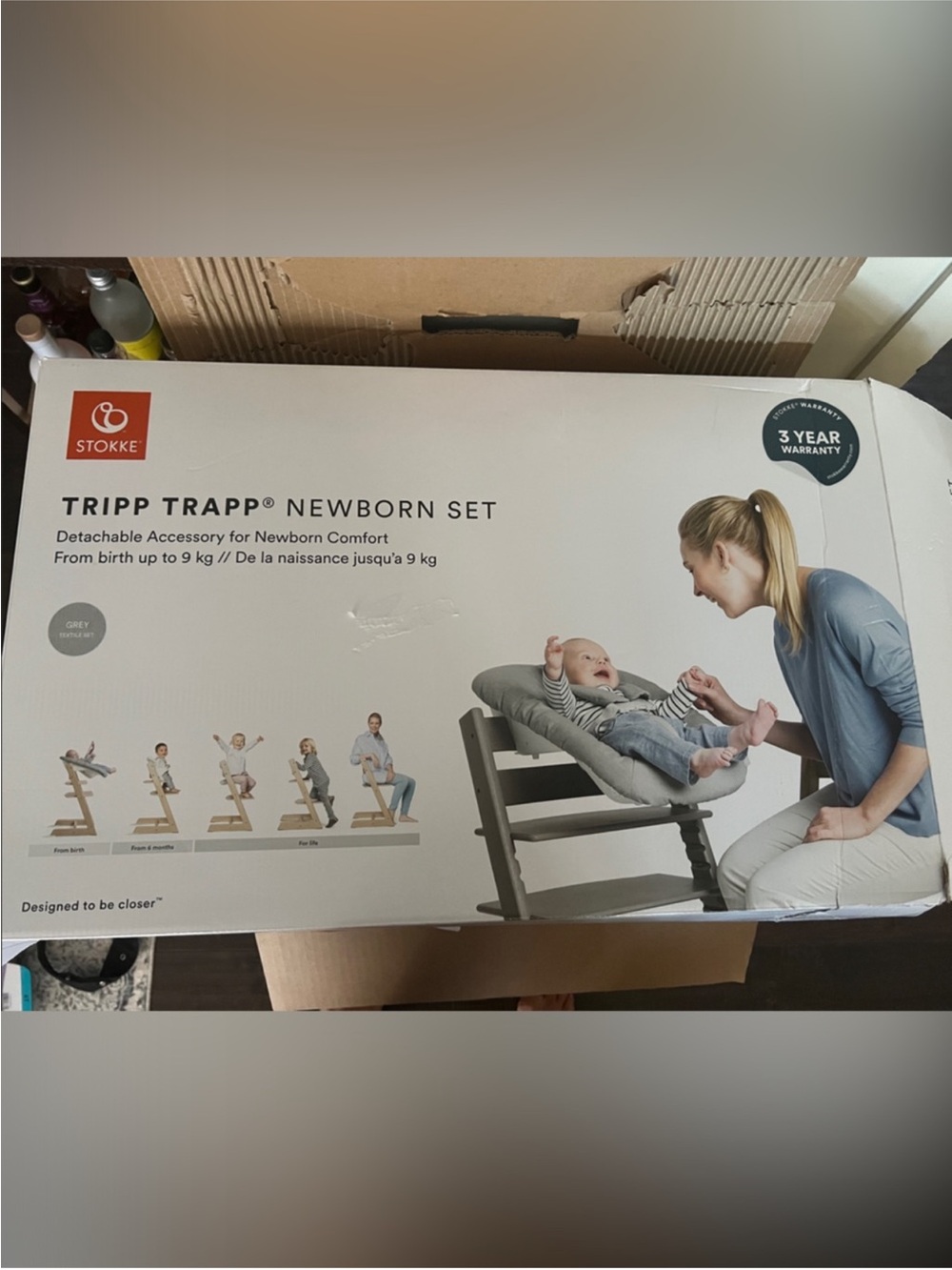 New Stokke Tripp Trapp Newborn Set - Gray high chair attachment